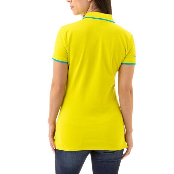 U.S. Polo Assn. Women's Tipped Solid Polo Shirt Color - Electric Lime - Size L - Picture 4 of 6